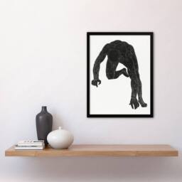 Artery8 Man muscles Anatomical silhouette study Stolk Framed Wall Art Print in White - Size: A4 - thumbnail 4