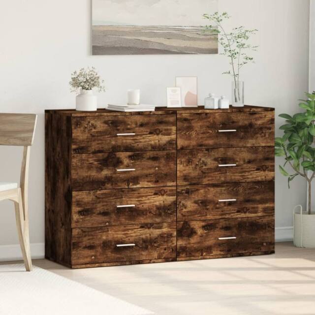 Berkfield Home Sideboards 2 pcs Smoked Oak 60x39x80 cm Engineered Wood in Brown - Size: 60 x 39 x 80 cm - image 1