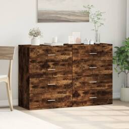 Berkfield Home Sideboards 2 pcs Smoked Oak 60x39x80 cm Engineered Wood in Brown - Size: 60 x 39 x 80 cm - thumbnail 1