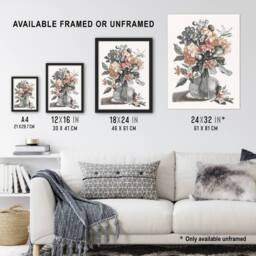 "Artery8 Spring Flowers in a Vase Still Life Teyler Wall Art Poster Print in White - Size: W12"" x H16""" - thumbnail 3