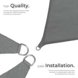 tectake Shade Sail - Rectangular With Uv Protection 50+, Water-Repellent, Grey - Size: Small - thumbnail 3