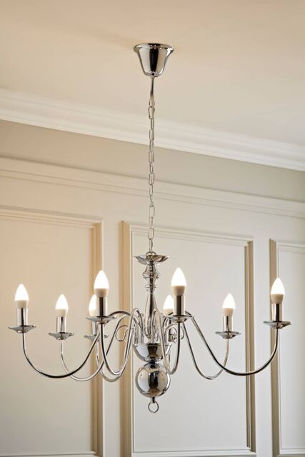 ValueLights Gothica 8 Way Silver Ceiling Light Chandelier - image 1