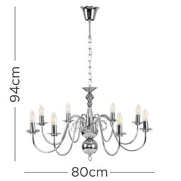 ValueLights Gothica 8 Way Silver Ceiling Light Chandelier - thumbnail 7