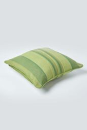 Homescapes Cotton Striped Morocco Cushion Cover in Green - Size: 60 cm x 60 cm - thumbnail 3