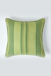 Homescapes Cotton Striped Morocco Cushion Cover in Green - Size: 60 cm x 60 cm
