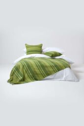 Homescapes Cotton Striped Morocco Cushion Cover in Green - Size: 60 cm x 60 cm - thumbnail 4