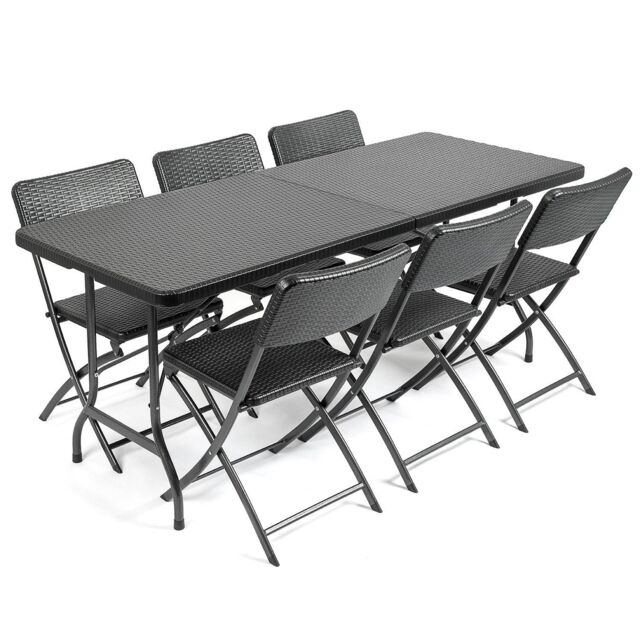 Christow Garden Dining Set 6 Seater Rattan Effect Table Chairs Outdoor Furniture - image 1