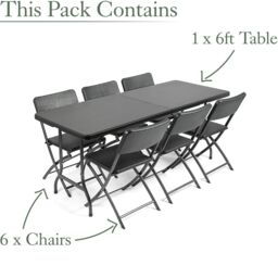 Christow Garden Dining Set 6 Seater Rattan Effect Table Chairs Outdoor Furniture - thumbnail 3