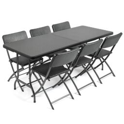 Christow Garden Dining Set 6 Seater Rattan Effect Table Chairs Outdoor Furniture