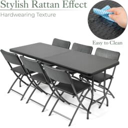 Christow Garden Dining Set 6 Seater Rattan Effect Table Chairs Outdoor Furniture - thumbnail 4