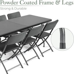 Christow Garden Dining Set 6 Seater Rattan Effect Table Chairs Outdoor Furniture - thumbnail 5