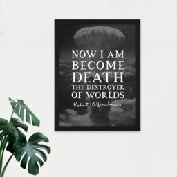"Artery8 Wall Art Print Quote Slate Robert Oppenheimer Destroyer of Worlds Father of Atomic Bomb Large Framed Wall Décor Art - Size: W18"" x H24""" - thumbnail 2