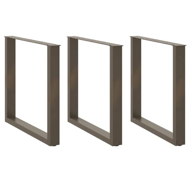 Berkfield Home Coffee Table Legs U-Shaped 3 pcs Natural Steel 90x(72-73) cm Steel in Brown - image 1