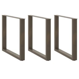 Berkfield Home Coffee Table Legs U-Shaped 3 pcs Natural Steel 90x(72-73) cm Steel in Brown - thumbnail 1
