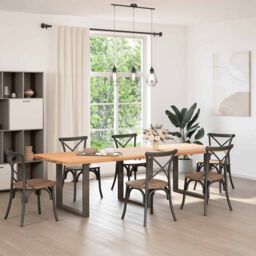 Berkfield Home Coffee Table Legs U-Shaped 3 pcs Natural Steel 90x(72-73) cm Steel in Brown - thumbnail 2