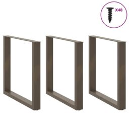 Berkfield Home Coffee Table Legs U-Shaped 3 pcs Natural Steel 90x(72-73) cm Steel in Brown - thumbnail 3