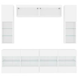 Berkfield Home 6 Piece TV Wall Cabinet Set with LED Lights White - thumbnail 6