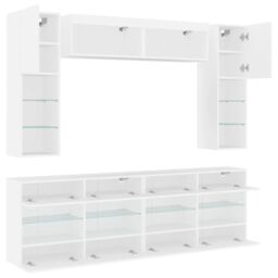 Berkfield Home 6 Piece TV Wall Cabinet Set with LED Lights White - thumbnail 7