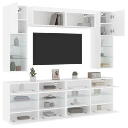 Berkfield Home 6 Piece TV Wall Cabinet Set with LED Lights White - thumbnail 5