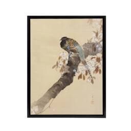 "Artery8 Pheasant On Cherry Blossom Branch Framed Canvas Wall Art Print Koson in Beige - Size: W12"" x H16""" - thumbnail 1