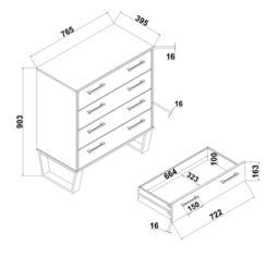 Core Products Texas 4 Drawer Chest in Light Brown - thumbnail 5