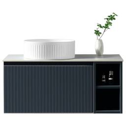 Bathroom Kingdom Flauto Midnight Wall Hung Basin Vanity 800mm in Blue - thumbnail 1
