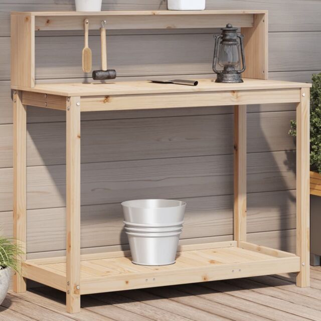 Berkfield Home Potting Table with Shelves 108x50x109.5 cm Solid Wood Pine in Brown - image 1