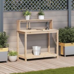 Berkfield Home Potting Table with Shelves 108x50x109.5 cm Solid Wood Pine in Brown - thumbnail 3