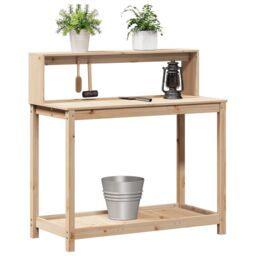 Berkfield Home Potting Table with Shelves 108x50x109.5 cm Solid Wood Pine in Brown - thumbnail 4
