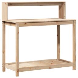 Berkfield Home Potting Table with Shelves 108x50x109.5 cm Solid Wood Pine in Brown - thumbnail 2
