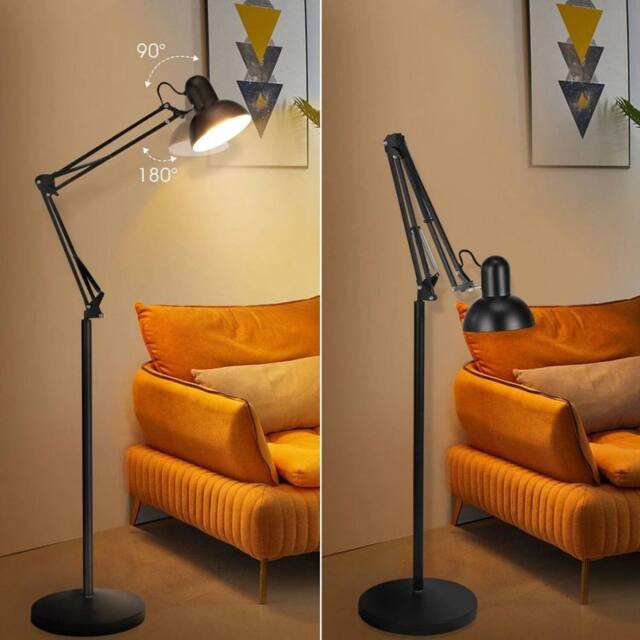 VOGREX LED Floor Standing E27 Lamp Adjustable Living Room Bedroom Home Light in Black - image 1