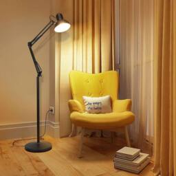 VOGREX LED Floor Standing E27 Lamp Adjustable Living Room Bedroom Home Light in Black - thumbnail 4