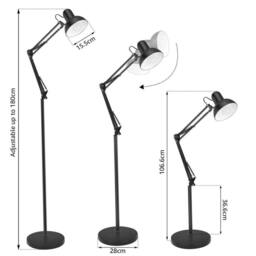VOGREX LED Floor Standing E27 Lamp Adjustable Living Room Bedroom Home Light in Black - thumbnail 2