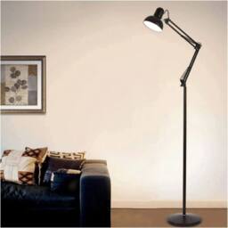 VOGREX LED Floor Standing E27 Lamp Adjustable Living Room Bedroom Home Light in Black - thumbnail 3