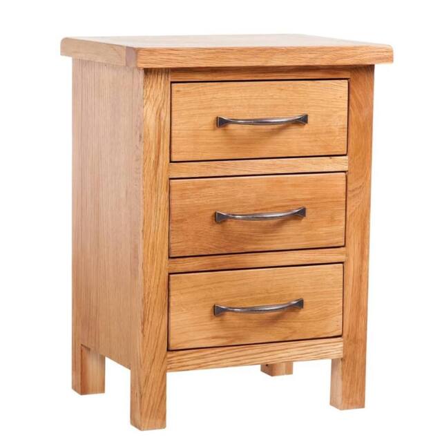 Berkfield Home Nightstand with 3 Drawers 40x30x54 cm Solid Oak Wood in Brown - Size: 40 x 30 x 54 cm - image 1
