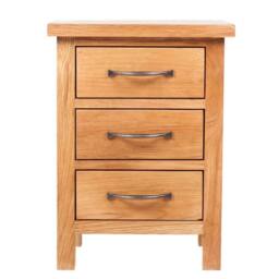 Berkfield Home Nightstand with 3 Drawers 40x30x54 cm Solid Oak Wood in Brown - Size: 40 x 30 x 54 cm - thumbnail 2