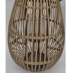 Lemon Pavilion Furniture and Decor Large Ellipse Lantern with Glass Holder - Wicker - L33 x W33 x H52 cm in Brown - thumbnail 2