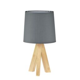 First Choice Lighting Hubert - Natural Wooden Tripod Lamp in Brown - thumbnail 2