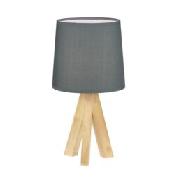 First Choice Lighting Hubert - Natural Wooden Tripod Lamp in Brown - thumbnail 1