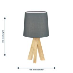 First Choice Lighting Hubert - Natural Wooden Tripod Lamp in Brown - thumbnail 4