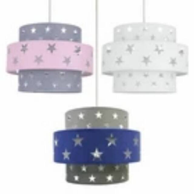 Kelvenix Easy Fit Light Shade Star Design 2 Tier Ceiling Lighting Bedroom in Blue - image 1