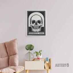 "Artery8 Memento Mori Skull Black & White Canvas Wall Art Print de Graag - Size: W18"" x H24""" - thumbnail 3