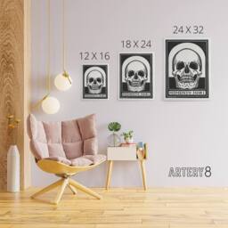 "Artery8 Memento Mori Skull Black & White Canvas Wall Art Print de Graag - Size: W18"" x H24""" - thumbnail 4