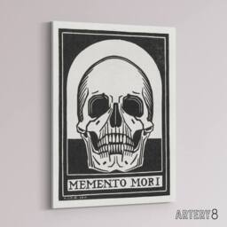 "Artery8 Memento Mori Skull Black & White Canvas Wall Art Print de Graag - Size: W18"" x H24""" - thumbnail 2