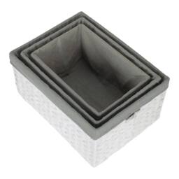Red Hamper Set of 3 White Paper Rope Storage Basket with Grey Cotton Lining - thumbnail 3