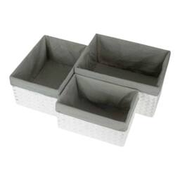 Red Hamper Set of 3 White Paper Rope Storage Basket with Grey Cotton Lining - thumbnail 2