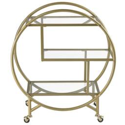 Wyld and Coco Gold Kitchen Trolley with Tempered Glass Shelves 50 x 34 cm - thumbnail 3