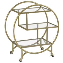 Wyld and Coco Gold Kitchen Trolley with Tempered Glass Shelves 50 x 34 cm - thumbnail 2