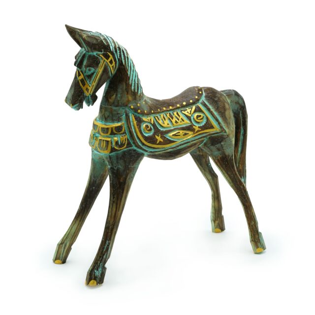 KDMD Large Gold & Turquoise Horse 32 cm in Green - image 1