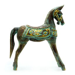 KDMD Large Gold & Turquoise Horse 32 cm in Green - thumbnail 2